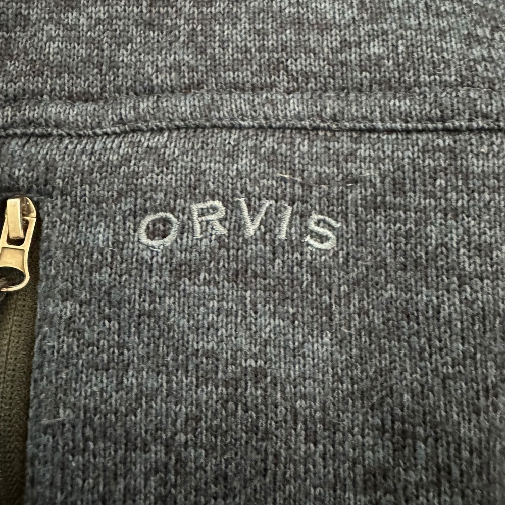 Orvis Men's XL Blue Heathered Fleece Full Zip‎ Vest Zippered Pockets Outdoor - Picture 6 of 9